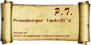 Pressburger Tankréd névjegykártya